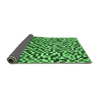 Ahgly Company Indoor Round Checkered Emerald Green Modern Area Rugs, 7 'Round