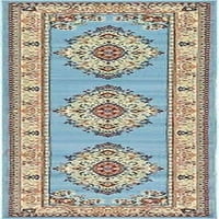 REZA Collection Традиционно персийски стил килим, ft във Ft, светлосин слонова кост