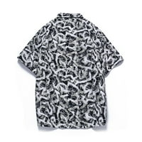 Нови Мъже Случайни Плюс Размер Риза Мода Мъжки Пролет Лято Случайни Плаж Отпечатани С Къс Ръкав Топ Блуза Ризи