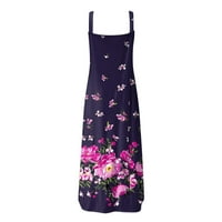 Флорални отпечатани женски рокли maxi sundresses за жени ежедневни летни без ръкави страни