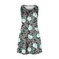 WHLBF летни рокли отстъпки летни рокли за жени плаж флорален тениска Sundress Casual Pockets Boho Tank рокля