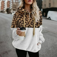 Дамски качулки продажба клирънс жените снаждане Леопард сива врана цип Дълъг ръкав блузи върхове блуза с джобове Подаръци за жени