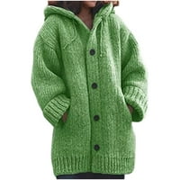Дамски жилетка пуловери Модерна годна яке качулка работна екипаж Сладки пуловери за жени Зелени s