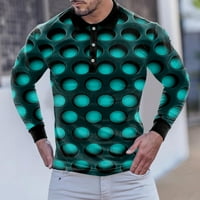 Есента зима нов мъж Топ тениски Мъжки модни ежедневни спортове абстрактни цифрови печат копчета за ревера с дълъг ръкав отгоре