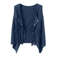 Ketyyh-chn Denim Jacket for Women Fall Lasual Lea Livecess Lapel Lapel Lapleted Jackets Blue, L