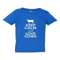 Запазете спокойствие и любовни крави мляко ферма любител на животни за деца деца тениска