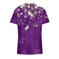 Hanas Women's Top Fashion Summer Women's Fashion Casual Print V-Neck с къси ръкави отпечатана тениска лилаво xxxxl