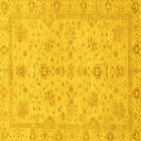 Ahgly Company Machine Pashable Indoor Square Oriental Yellow Traditional Area Cugs, 6 'квадрат