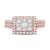 Jewels 14kt розово злато дамски кръг диамантен квадрат 3 части булчински сватбен годежен пръстен лента 2. CTTW
